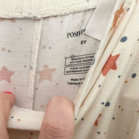 Posh Peanut Kids Cream Multi Star Print Long Sleeve Bamboo Pajama Set - Picture 7 of 9